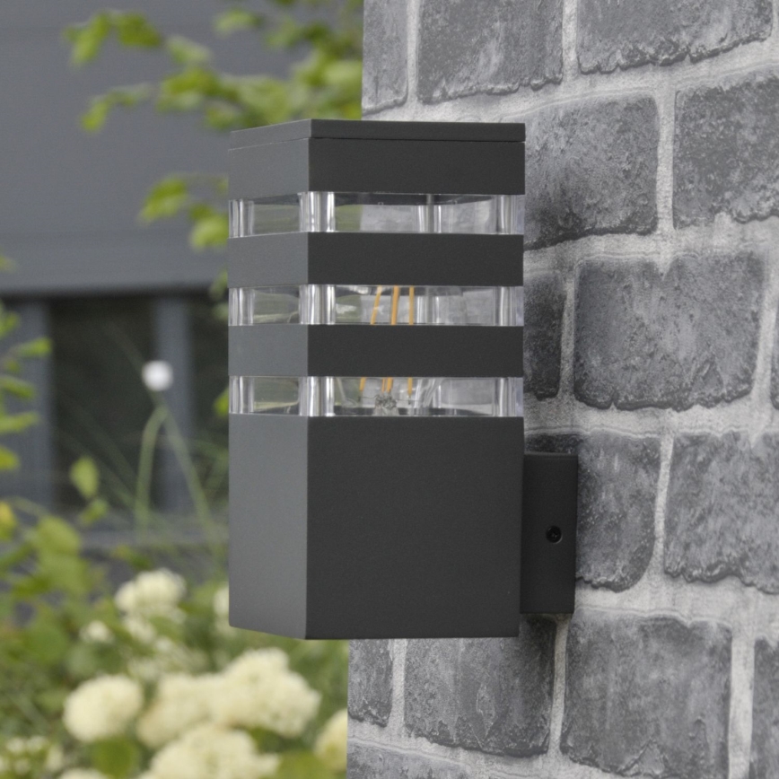 LED RGBW hämardatav välisseinavalgusti TEKSAS 1xE27/9W/230V 2700-6500K Wi-Fi IP44 antratsiit