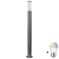 LED RGBW hämardatav välisvalgusti LIVIA 1xE27/6,5W/230V 2700-6500K Wi-Fi 100 cm IP44 hõbedane