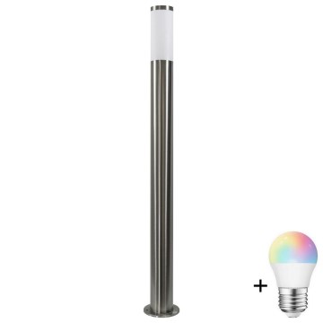 LED RGBW hämardatav välisvalgusti LIVIA 1xE27/6,5W/230V 2700-6500K Wi-Fi 100 cm IP44 hõbedane