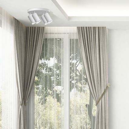 LED RGBW hämardatav vannitoa punktvalgusti TURYN 4xGU10/4,8W/230V 3000K IP44 valge + kaugjuhtimispult