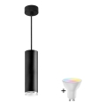 LED RGBW hämardatav vannitoa rippvalgusti kaabliga TURYN 1xGU10/6,5W/230V 2700-6500K Wi-Fi IP44 must