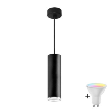 LED RGBW hämardatav vannitoa rippvalgusti kaabliga TURYN 1xGU10/6,5W/230V 2700-6500K Wi-Fi IP44 must