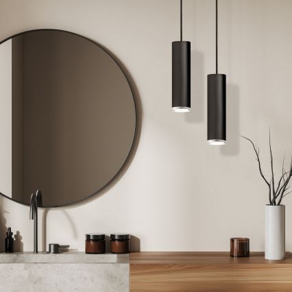 Hämardatav LED RGBW vannitoa ripatsvalgusti kaablil TURYN 1xGU10/4,8W/230V 3000K IP44 must + kaugjuhtimispult