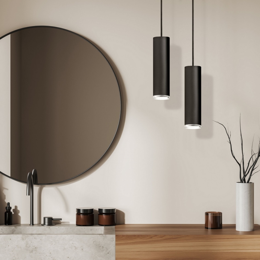 Hämardatav LED RGBW vannitoa ripatsvalgusti kaablil TURYN 1xGU10/4,8W/230V 3000K IP44 must + kaugjuhtimispult