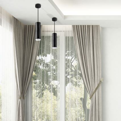 Hämardatav LED RGBW vannitoa ripatsvalgusti kaablil TURYN 1xGU10/4,8W/230V 3000K IP44 must + kaugjuhtimispult
