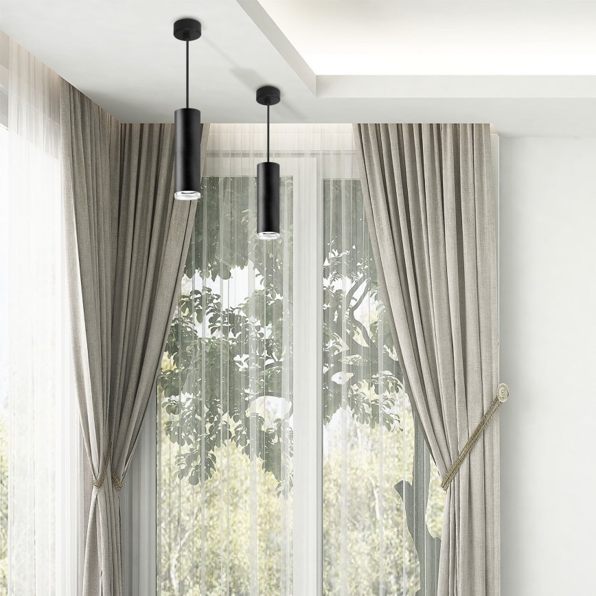Hämardatav LED RGBW vannitoa ripatsvalgusti kaablil TURYN 1xGU10/4,8W/230V 3000K IP44 must + kaugjuhtimispult