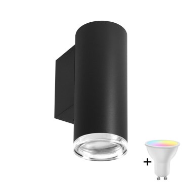 LED RGBW hämardatav vannitoa seinavalgusti TURYN 1xGU10/6W/230V 3000K IP44 must + kaugjuhtimispult