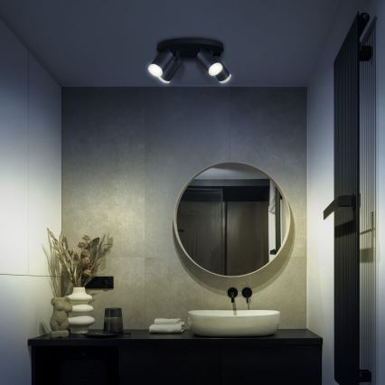 LED RGBW hämardatav vannitoa punktvalgusti TURYN 4xGU10/4,8W/230V 3000K IP44 must + kaugjuhtimispult