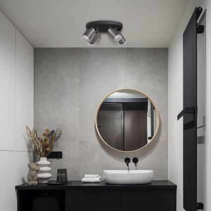 LED RGBW hämardatav vannitoa punktvalgusti TURYN 4xGU10/4,8W/230V 3000K IP44 must + kaugjuhtimispult