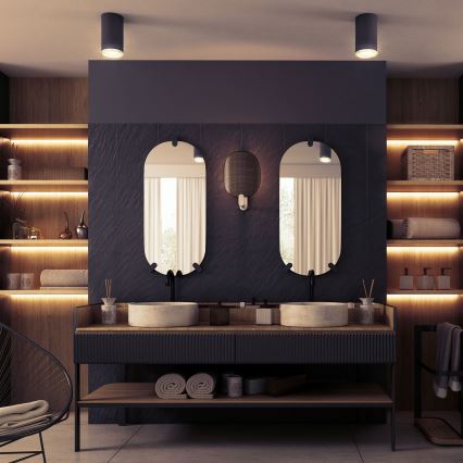 LED RGBW hämardatav vannitoa spottvalgusti TURYN 1xGU10/4,8W/230V 3000K IP44 must + kaugjuhtimispult