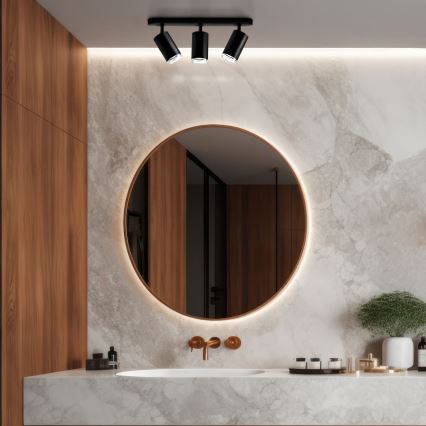 LED RGBW hämardatav vannitoa punktvalgusti TURYN 3xGU10/4,8W/230V 3000K IP44 must + kaugjuhtimispult