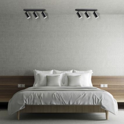 LED RGBW hämardatav vannitoa punktvalgusti TURYN 3xGU10/4,8W/230V 3000K IP44 must + kaugjuhtimispult