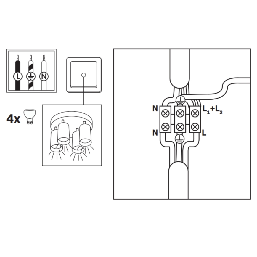 LED RGBW Hämardatav vannivalgusti TURYN 4xGU10/6,5W/230V 2700-6500K Wi-Fi IP44 must