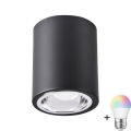 LED RGBW Hämblikuga valgusti JUPITER 1xE27/6,5W/230V 2700-6500K Wi-Fi, diameeter 9,8 cm must