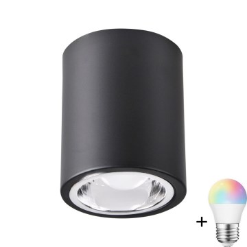 LED RGBW Hämblikuga valgusti JUPITER 1xE27/6,5W/230V 2700-6500K Wi-Fi, diameeter 9,8 cm must