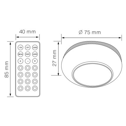 LED RGBW Hämardatav mööblivalgustus LED/0,5W/4,5V 3xAAA valge + kaugjuhtimispult
