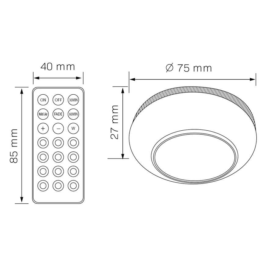 LED RGBW Hämardatav mööblivalgustus LED/0,5W/4,5V 3xAAA valge + kaugjuhtimispult