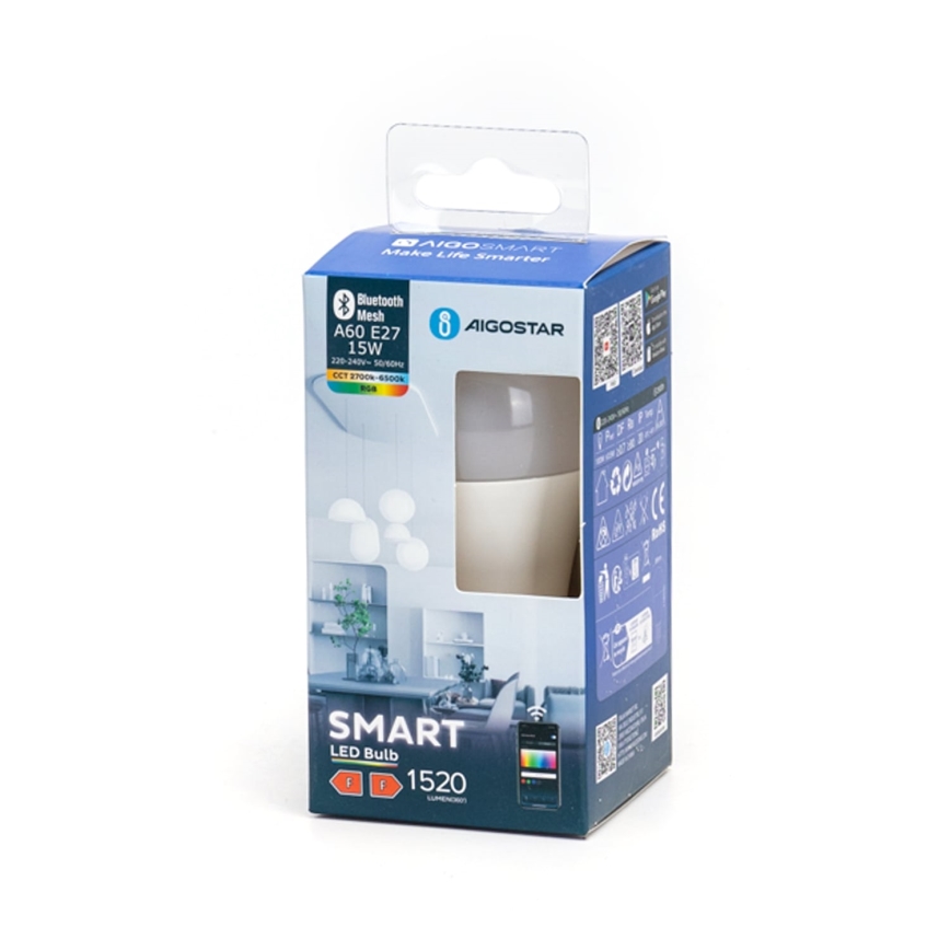 LED RGBW Hämardatav pirn MESH Nutikas A60 E27/15W/230V 2700-6500K - Aigostar