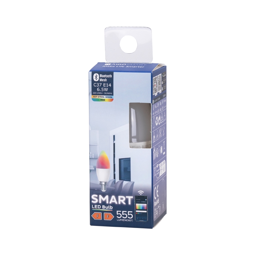 LED RGBW Hämardatav pirn C37 E14/6,5W/230V 2700-6500K - Aigostar