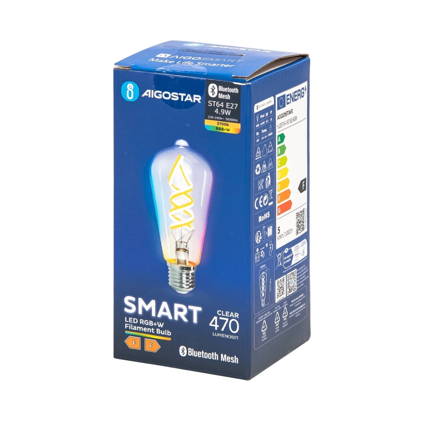 LED RGBW Hämardatav pirn FILAMENT MESH Nutikas ST64 E27/4,9W/230V 2700K - Aigostar