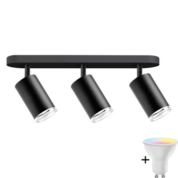 LED RGBW Reguleeritav vannitoavalgustus TURYN 3xGU10/6,5W/230V 2700-6500K Wi-Fi IP44 must