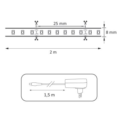 LED Riba 2m LED/18W/12V 4000K
