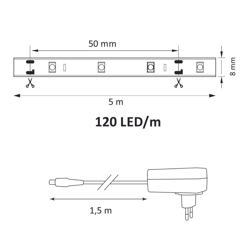 LED Riba 5m LED/36W/12V 4000K
