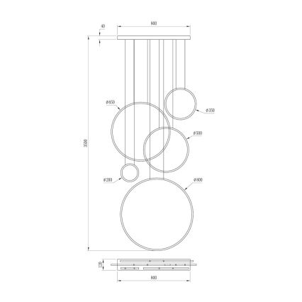 LED-riipvalgusti kaabliga SATURNO LED/100W/230V must