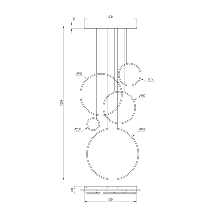 LED-riipvalgusti kaabliga SATURNO LED/100W/230V must