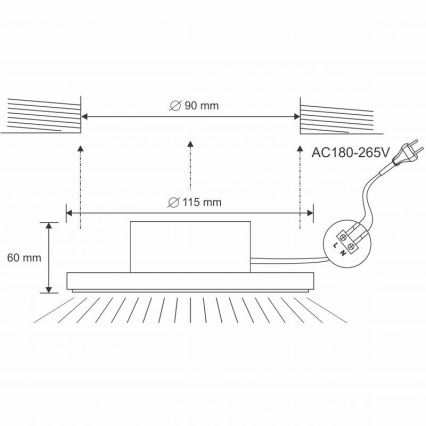 LED ripplaevalgusti vannituppa LED/10W/230V 4000K valge IP44