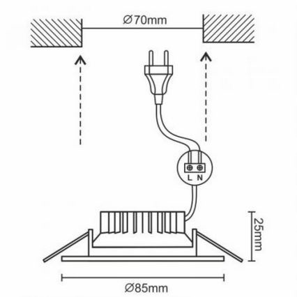 LED Ripplaevalgusti vannituppa LED/7W/230V 4000K hõbedane IP44