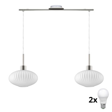 LED ripplamp HARMA 2xE27/60W/230V matt kroom/valge