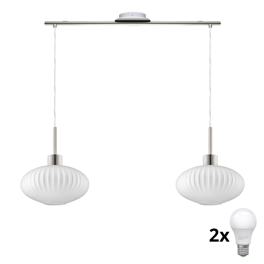 LED ripplamp HARMA 2xE27/60W/230V matt kroom/valge