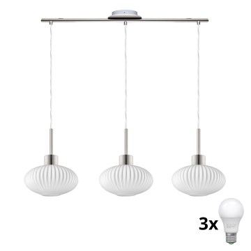 LED Ripplamp HARMA 3xE27/60W/230V matt-kroom/valge