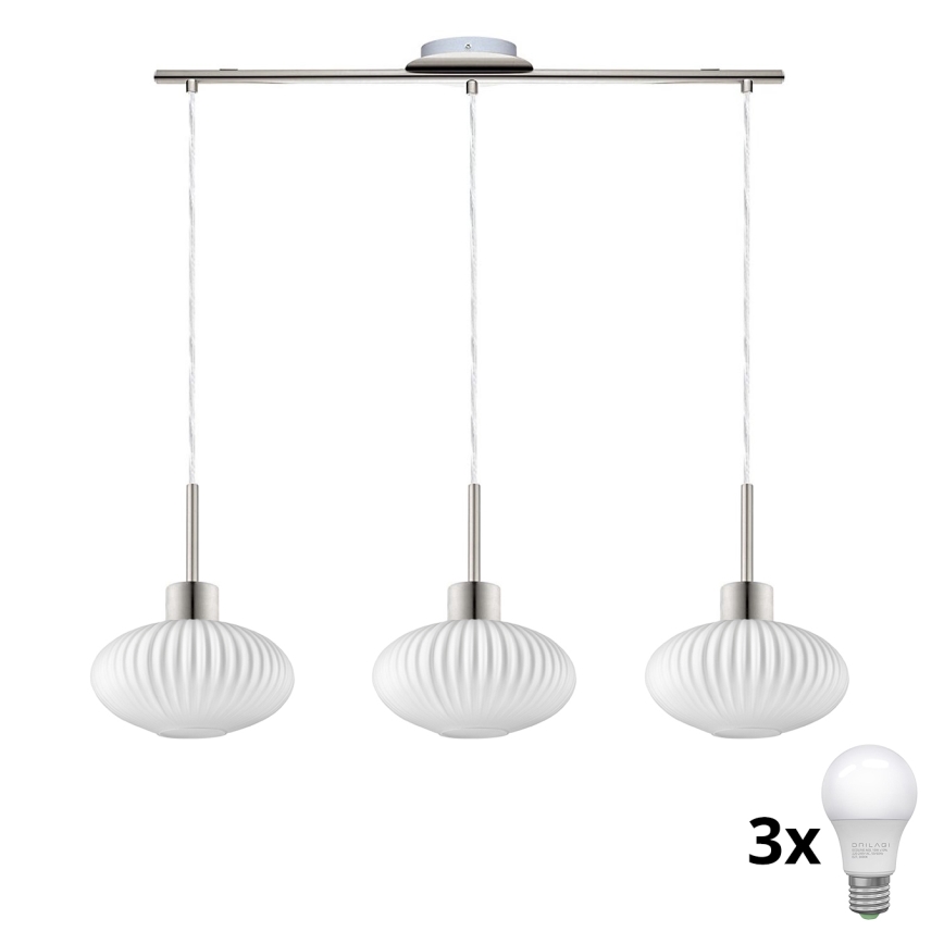 LED Ripplamp HARMA 3xE27/60W/230V matt-kroom/valge