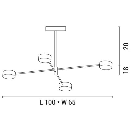 LED Ripplühter 4xLED/12W/230V 4000K kuldne