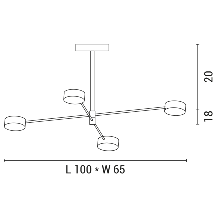 LED Ripplühter 4xLED/12W/230V 4000K kuldne