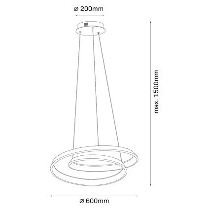 LED-ripplühter GLOW riputuskaabliga LED/75W/230V 4000K, läbimõõt 60 cm, kuldne