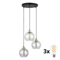 LED-ripplühter juhtmel DEVI 3xE27/15W/230V must/läbipaistev