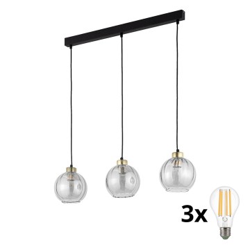 LED-ripplühter kaablil DEVI 3xE27/15W/230V must/suitsune
