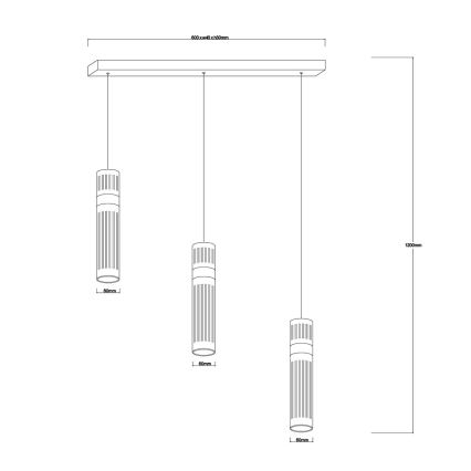 LED-rippvalgusti AMBIENTE kaabliga 3xLED/6W/230V 3000/4000/6000K kuldne