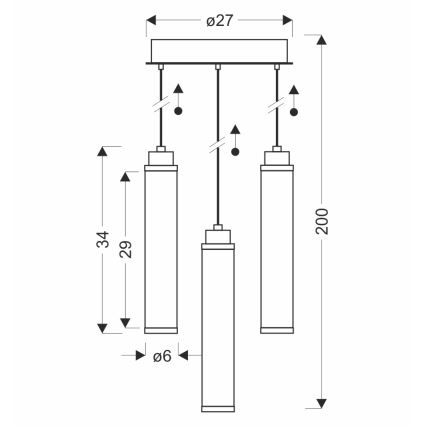 LED-rippvalgusti CORTE LED/25W/230V, must