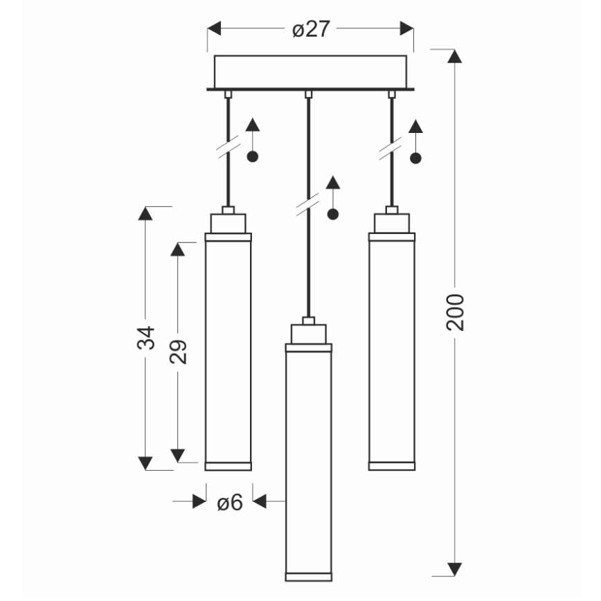LED-rippvalgusti CORTE LED/25W/230V, must