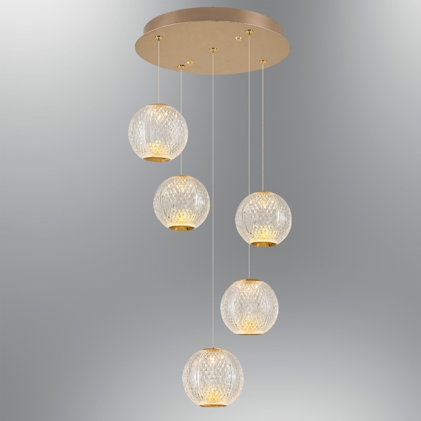 LED Rippvalgusti CREMONA 5xLED/5W/230V 3000K kuldne