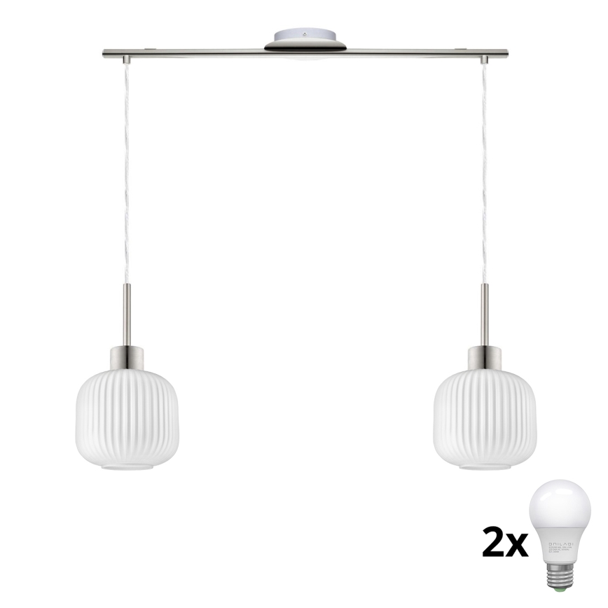 LED rippvalgusti HARMA 2xE27/60W/230V matt kroom/valge