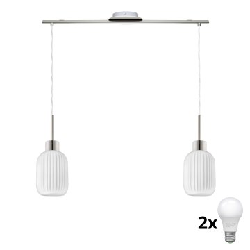 LED rippvalgusti HARMA 2xE27/60W/230V matt kroom/valge