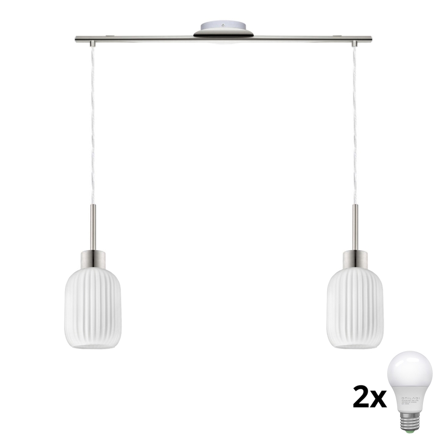 LED rippvalgusti HARMA 2xE27/60W/230V matt kroom/valge