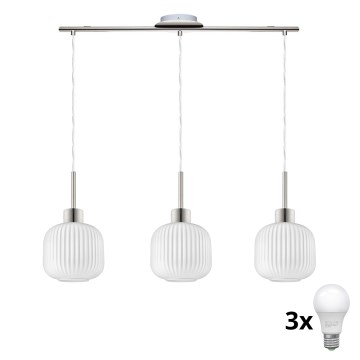 LED Rippvalgusti HARMA 3xE27/60W/230V mati kroom/valge