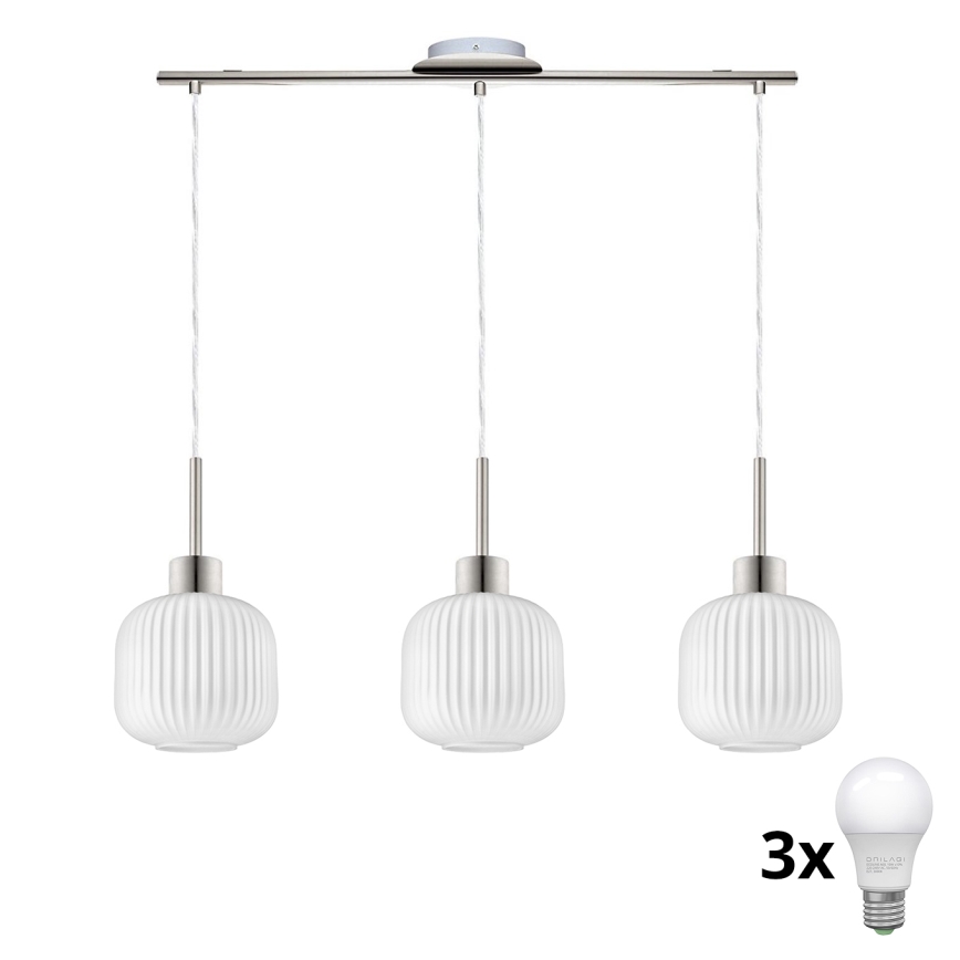 LED Rippvalgusti HARMA 3xE27/60W/230V mati kroom/valge