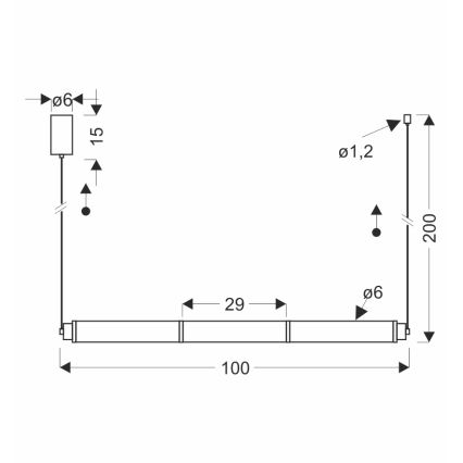 LED rippvalgusti kaabliga CORTE LED/25W/230V must